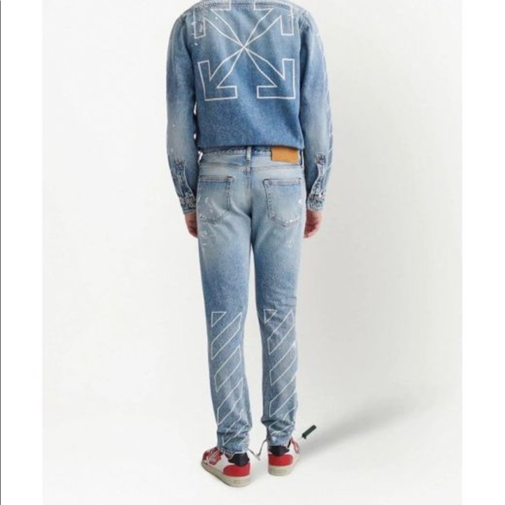 Off-White Diag Outline Paint Skinny Vintage Blue